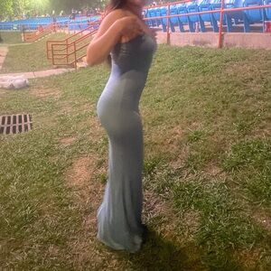 Tight blue bodycon dress
